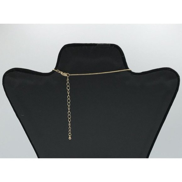 Gold Tone Triangle V Necklace with Black Beads and Faux Pearls 16 to 19 Inches - Picture 3 of 3
